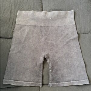 Gilly Hicks Seamless High-Waist Gray Ribbed Bike Shorts